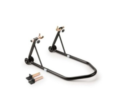 PUIG REAR STAND WITH DOUBLE WISHBONE ARM BLACK - COD. 4322N - Equipped with 4 nylon wheels. Material: steel.