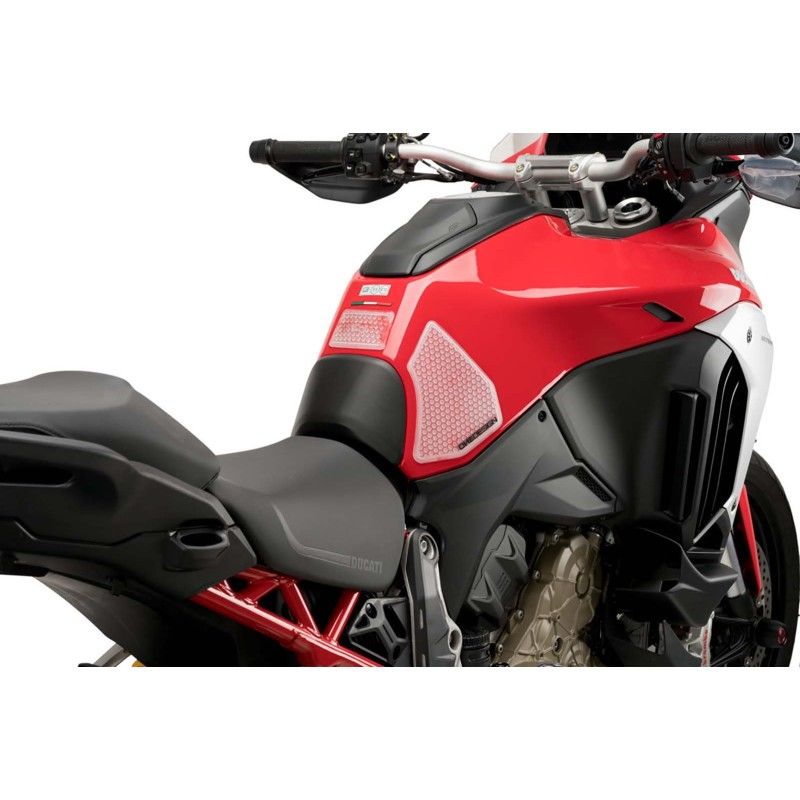 Autocollant lateral de reservoir Puig specifique pour Ducati Multistrada V4 21/24 transparent