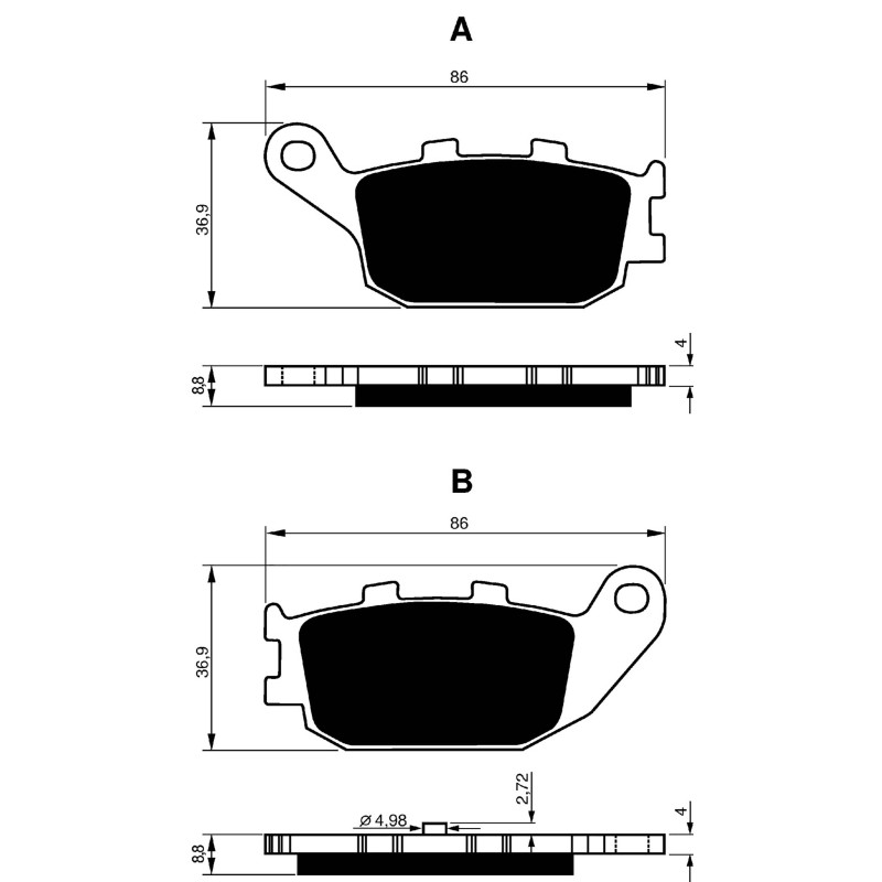 PLAQUETTES DE FREIN FRITTEES GOLDFREN COMPOSE S3 HONDA 250 NSS Y AY A1,3 FORZA-S,T,ST JAZZ 00-05-OFFER-COD.155S3