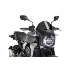 PUIG Halbverglaste Windschutzscheibe fUr Honda CB650R Neo Sports Cafe 19-20 Dunkelrauch-Schwarz
