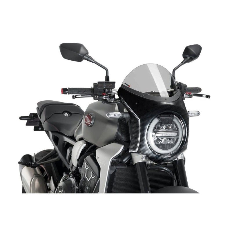 puig half windshield for honda cb650r neo sports cafe 19 23 light smoke carbon