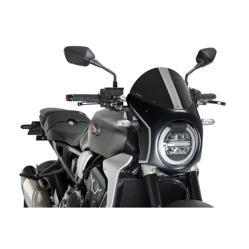 puig half windshield for honda cb650r neo sports cafe 19 23 black carbon