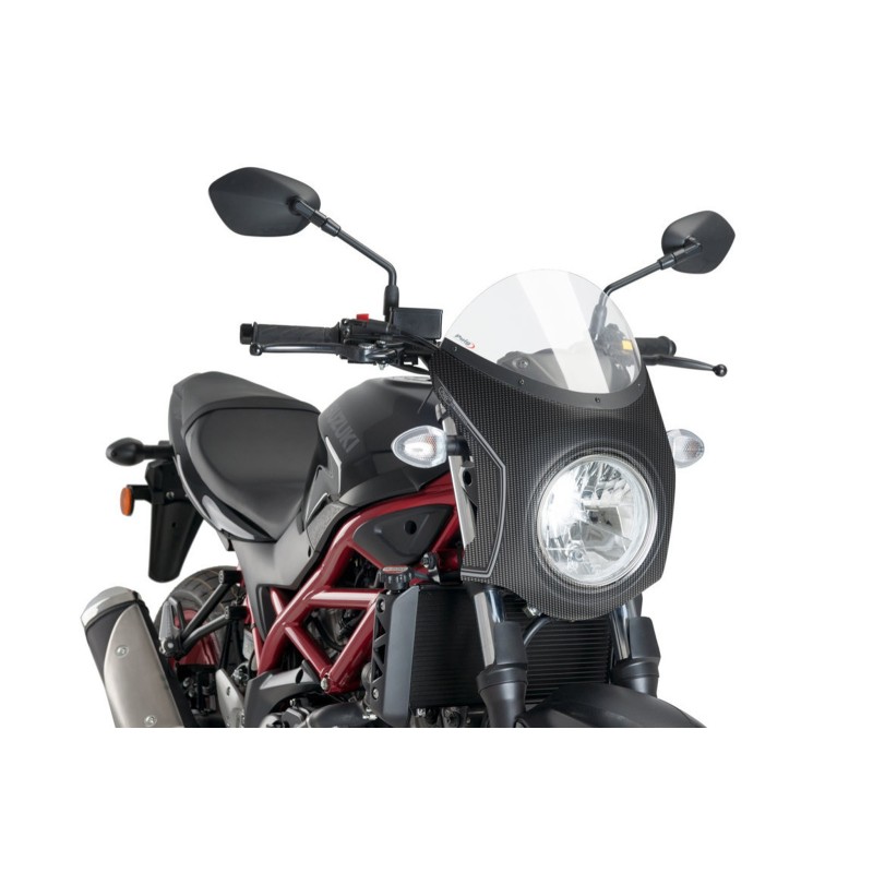 PARABRISAS SEMICARENADO PUIG SUZUKI SV650 16-24 TRANSPARENTE-CARBONO