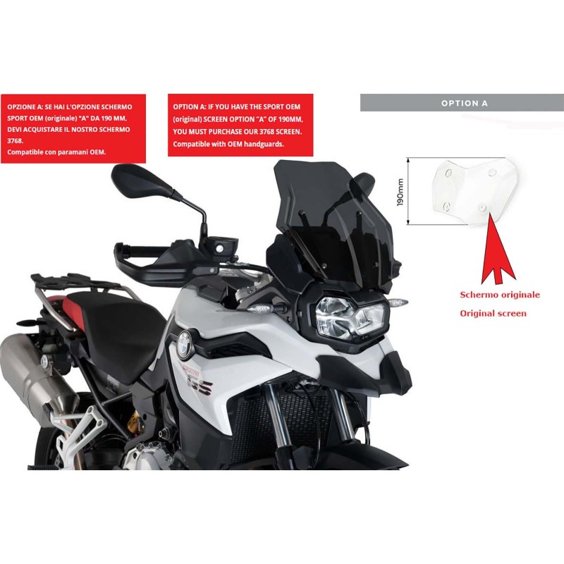 PARE-BRISE PUIG TOURING BMW F850 GS 18-24 FUMEE FONCEE. Equipementier sportif