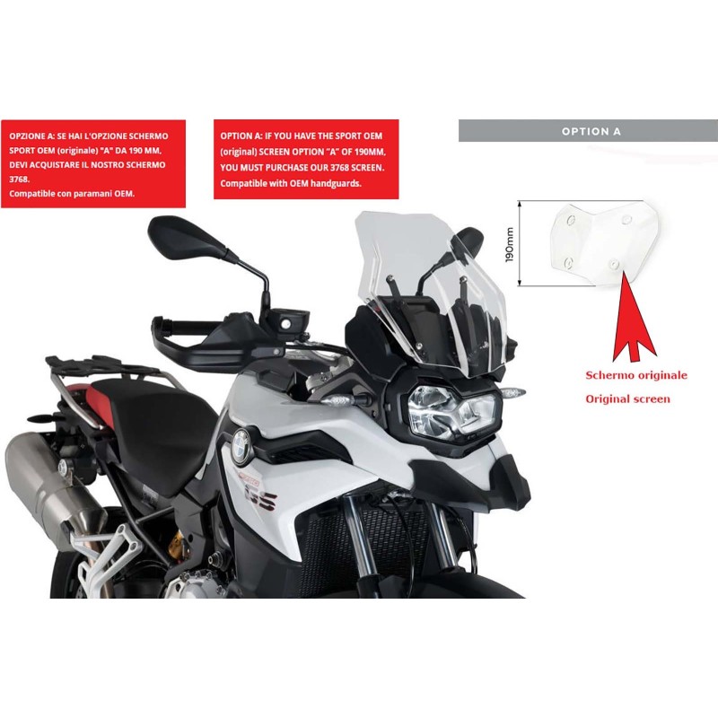 PUIG TOURING WINDSCREEN BMW F850 GS 18-24 TRANSPARENT-CUP. SPORTS OEM