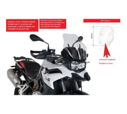 PUIG TOURING WINDSCREEN BMW F850 GS 18-24 TRANSPARENT-CUP. TOURING OEM