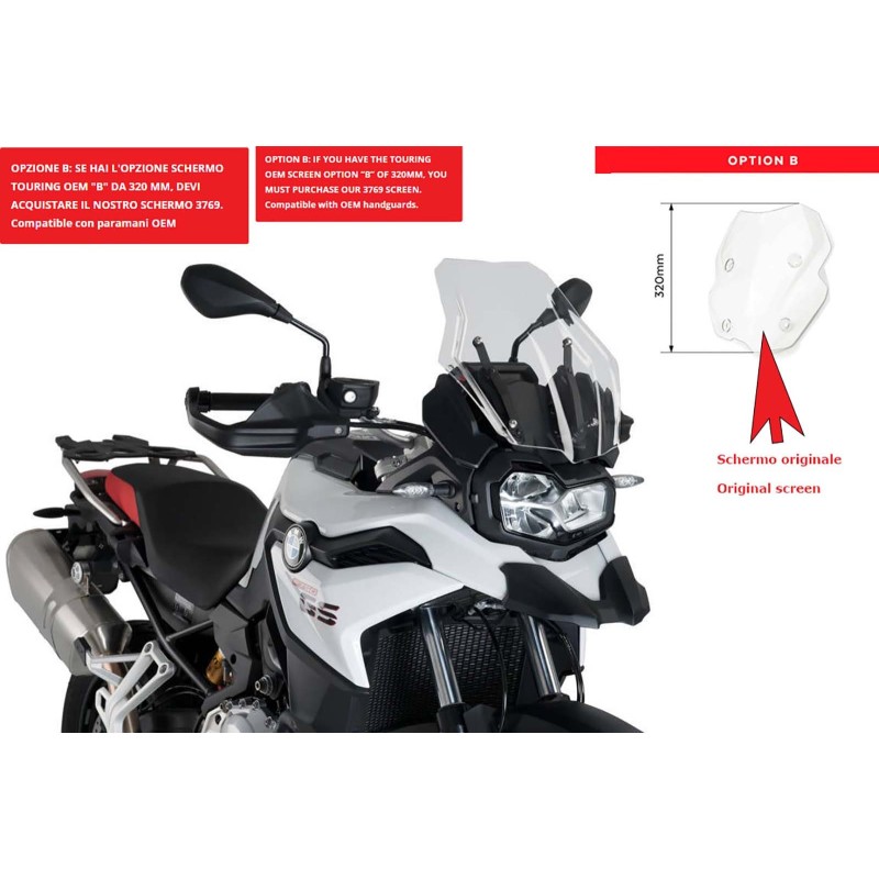 PARE-BRISE PUIG TOURING BMW F850 GS ADVENTURE 19-24 COUPE TRANSPARENTE. TOURISME OEM