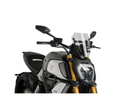 PARE-BRISE REGLABLE PUIG NAKED NG SPORT DUCATI DIAVEL 1260 19-24 FUMEE CLAIRE