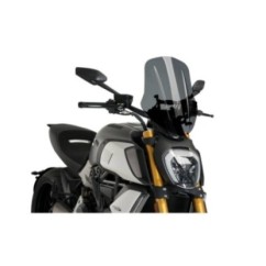 Pare-brise touring Puig Naked NG rEglable pour Ducati Diavel 1260 19-20, teinte Dark Smoke