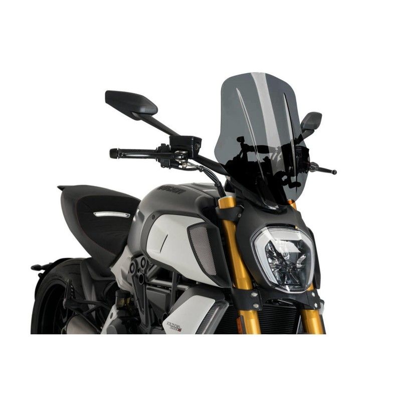 Pare-brise reglable Puig Naked NG Touring pour Ducati Diavel 1260S 19-23, fume fonce