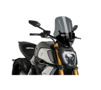 Pare-brise reglable Puig Naked NG Touring pour Ducati Diavel 1260S 19-23, fume fonce