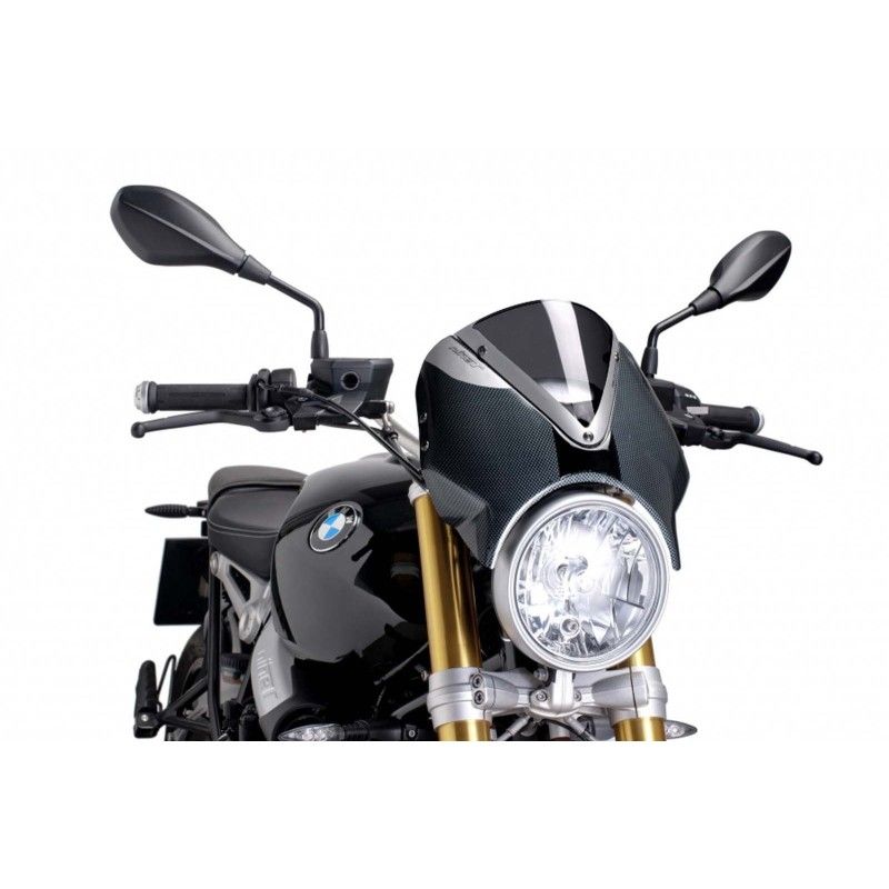 puig cupolino retro per bmw r nine t pure 17 24 fume scuro carbon
