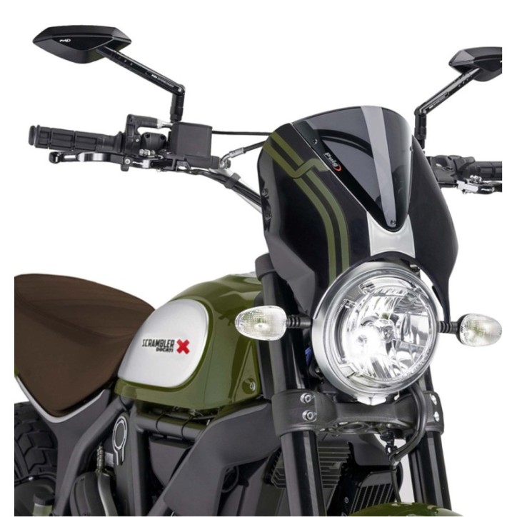 PUIG PARE-BRISE RETRO DUCATI SCRAMBLER DESERT SLED 17-22 FUMEE FONCEE-NOIR