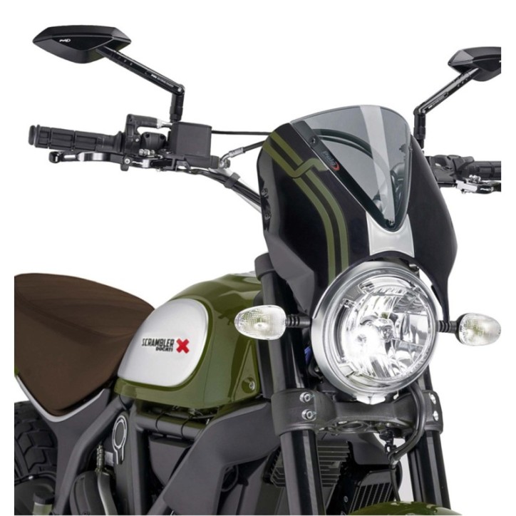 PUIG PARE-BRISE RETRO DUCATI SCRAMBLER DESERT SLED 17-22 FUMEE CLAIRE-NOIR