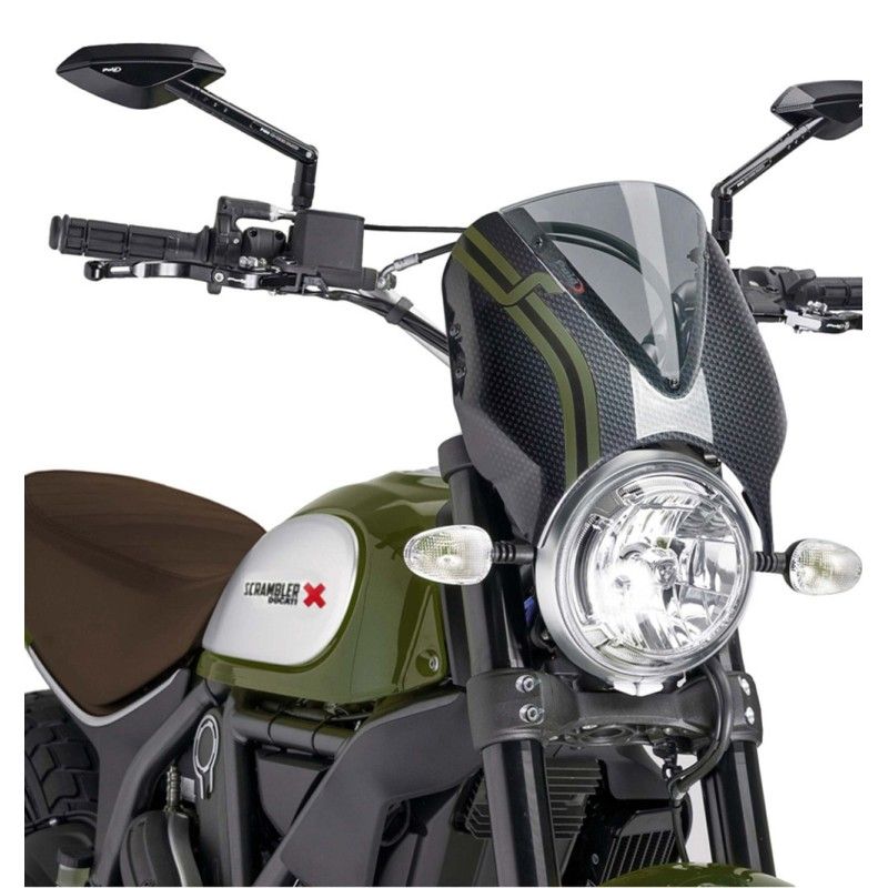 Pare-brise retro Puig pour Ducati Scrambler Icon Dark 20 22 Fume clair Carbone