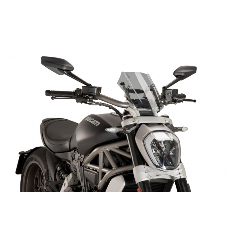 PUIG NAKED NG SPORT ADJUSTABLE WINDSCREEN DUCATI X DIAVEL DARK 21-24 LIGHT SMOKE