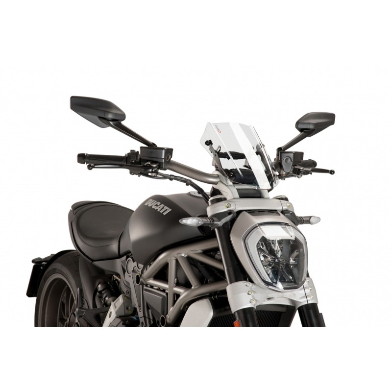 PUIG NAKED NG SPORT ADJUSTABLE WINDSCREEN DUCATI X DIAVEL S 16-18 TRANSPARENT