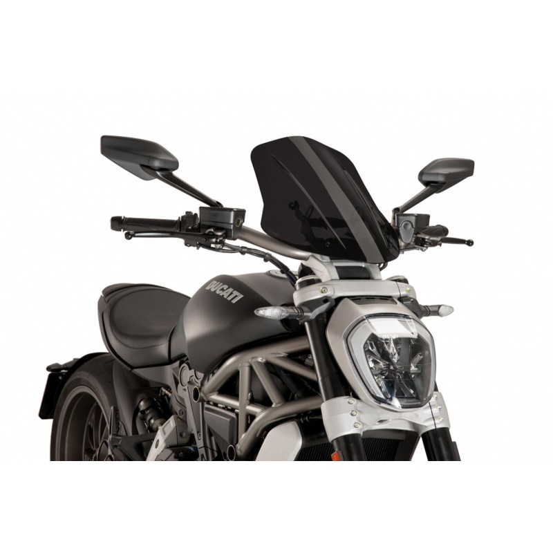 PUIG NAKED NG TOURING ADJUSTABLE WINDSCREEN DUCATI X DIAVEL 16-23 DARK SMOKE