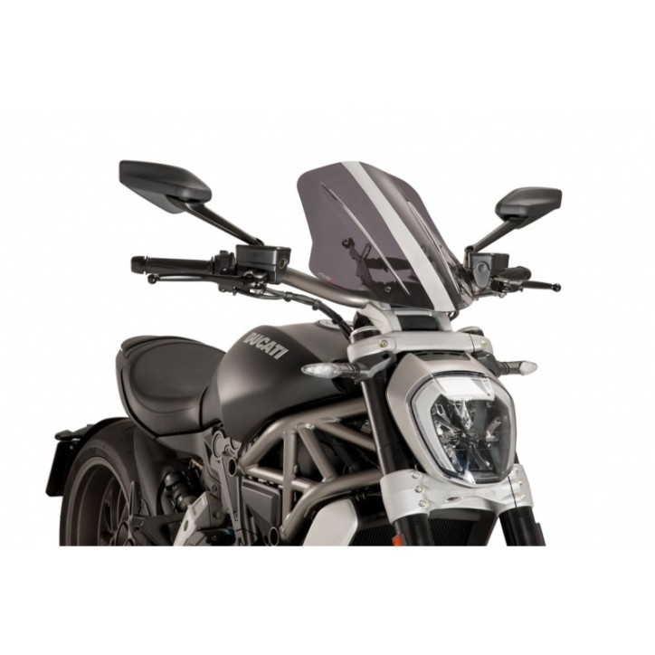 PUIG NAKED NG TOURING ADJUSTABLE SCREEN DUCATI X DIAVEL 16-23 LIGHT SMOKE