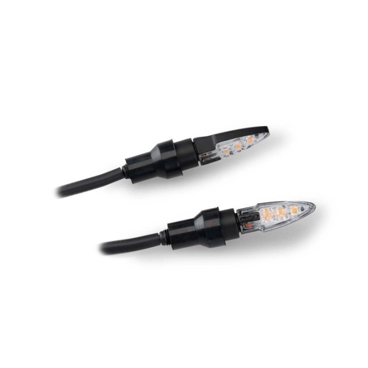 PUIG FRECCE LED MODELLO DART NERO -  Lenti trasparenti e base nera- Omologate-Dimensioni: 26x10 mm-12V-0.9W-Filettatura M8