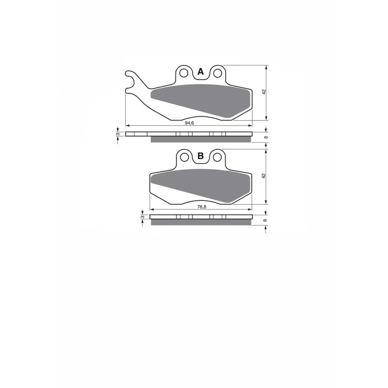 PLAQUETTES DE FREIN DELTA SEMI-METALLIQUES MX CPI COMPOUND GTR 125 (ETRIER AVANT FIXATION PLAQUETTES 2 BROCHES) 2002-OFFRE