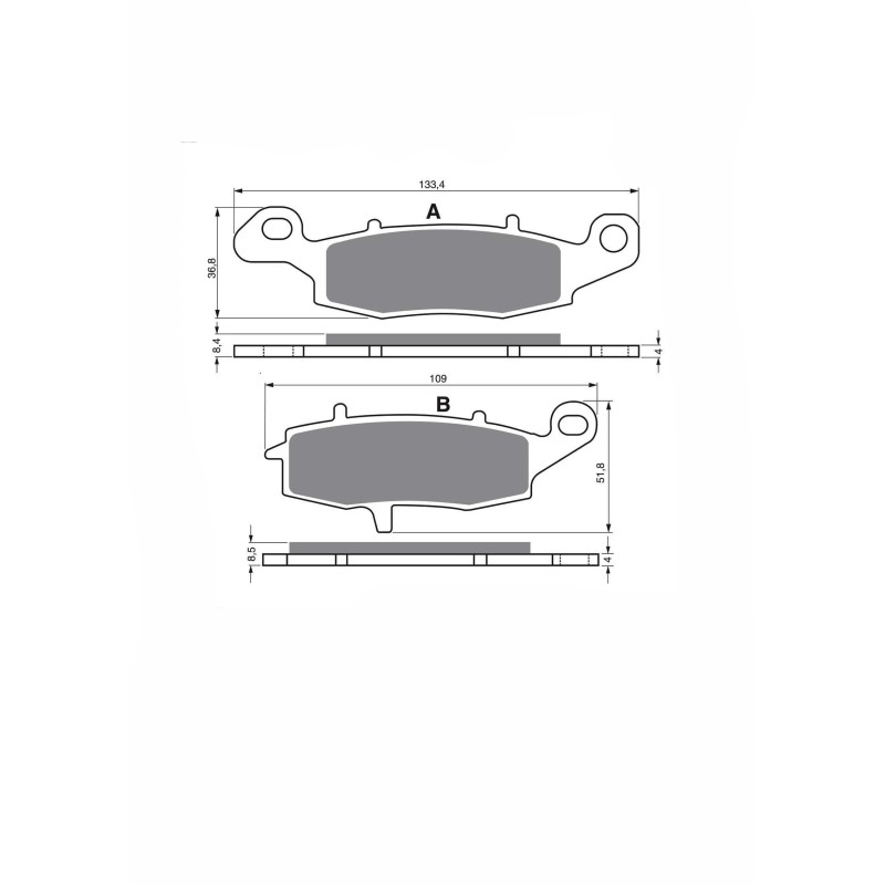 PLAQUETTES DE FREIN FRITTEES JOLLY BRAKE KXR COMPOUND KAWASAKI BJ 250 F1 F2 (250 TR) 02-03-OFFRE