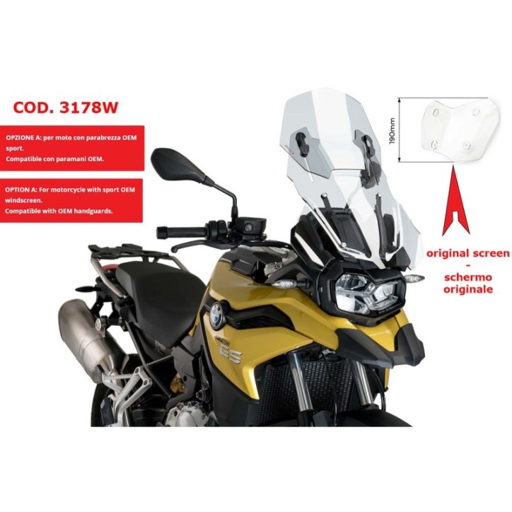 ECRAN REGLABLE PUIG BMW F850 GS 18-24 TRANSPARENT-3178W