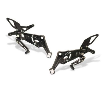 racingbike adjustable footrest with variable offset and fixed footrest for aprilia tuono 660 factory 22 25 black