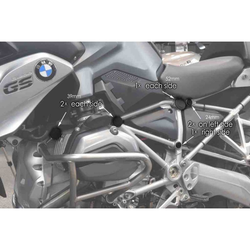 PUIG TAPPI TELAIO PER SUPPORTO BOX E TUBO PARAMOTORE BMW R1200GS 13-16 NERO