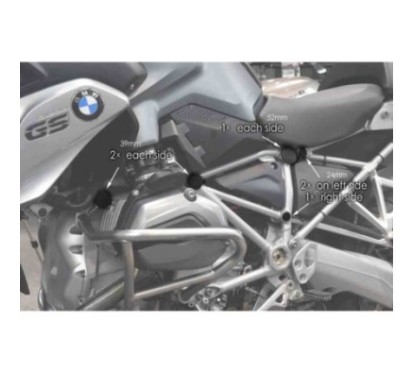 PUIG FRAME CAPS FOR BOX SUPPORT AND ENGINE GUARD TUBE BMW R1200GS 13-16 BLACK