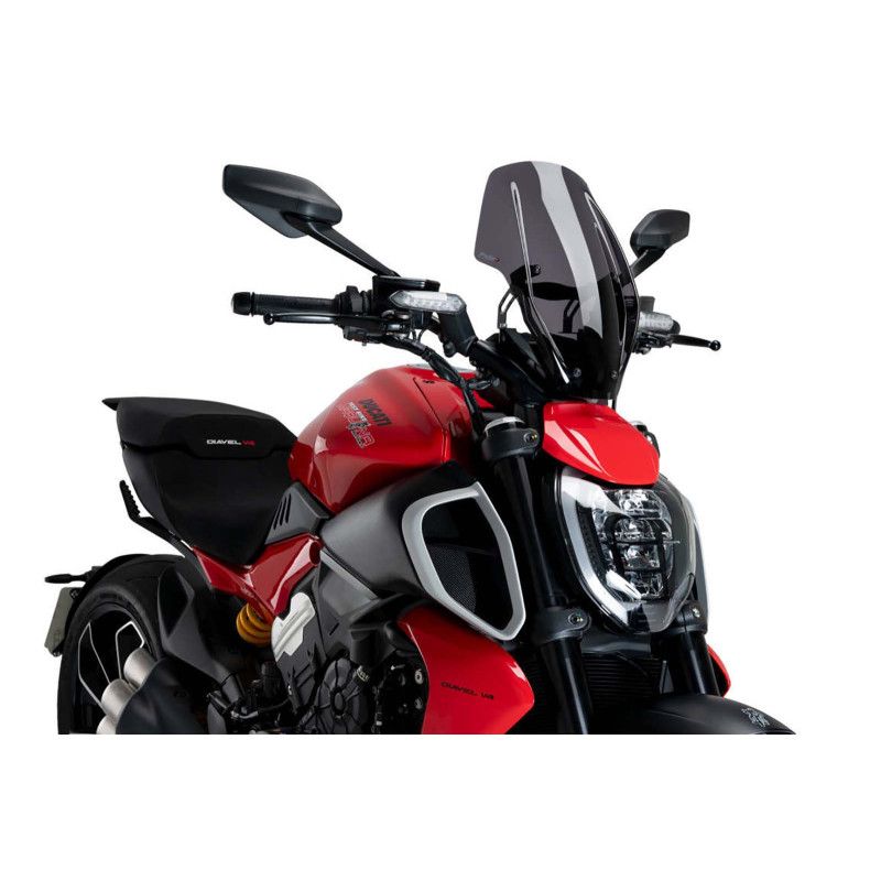 Puig Naked NG verstellbare Windschutzscheibe fur Ducati Diavel V4 24 25 dunkler Rauch