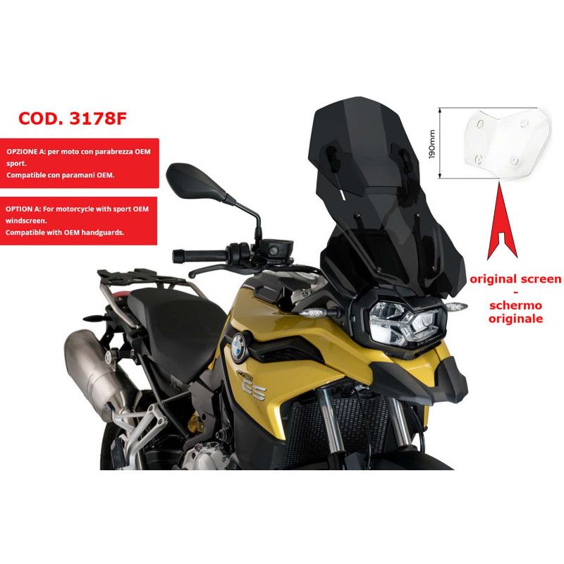 Pare-brise reglable Puig pour BMW F850 GS Adventure 19/23, fume fonce 3178F