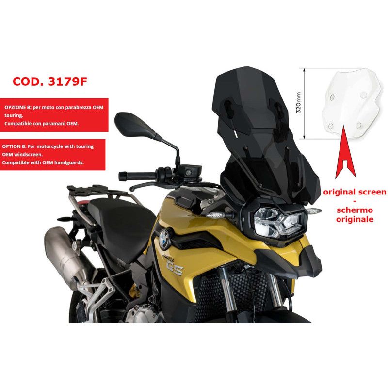 Pare-brise reglable Puig pour BMW F850 GS 18-23, fume fonce 3179F