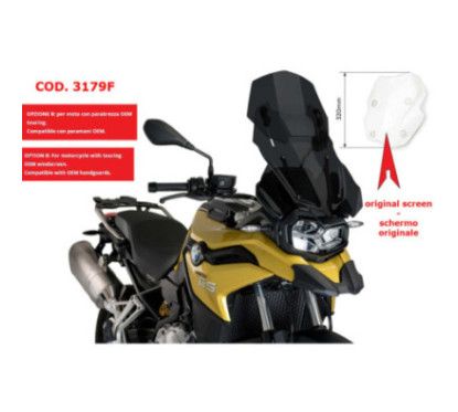 Pare-brise reglable Puig pour BMW F850 GS Adventure 19/23, fume fonce 3179F