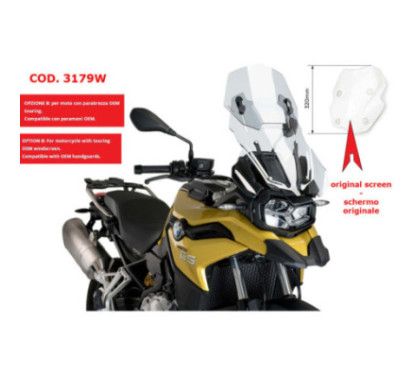 Pare-brise reglable Puig pour BMW F850 GS 18-23 Transparent 3179W