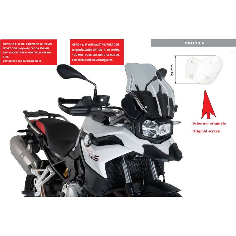 puig touring windshield for bmw f800 gs 24 25 light smoke cup sport oem