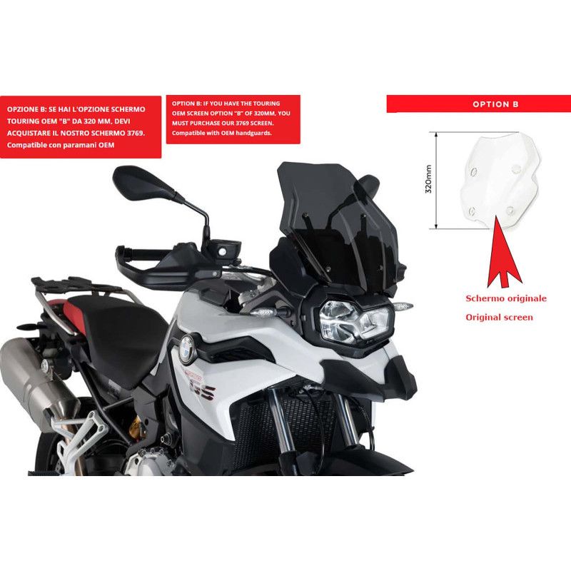 Parabrisas Puig Touring para BMW F850 GS 18/23, color ahumado oscuro, Touring OEM