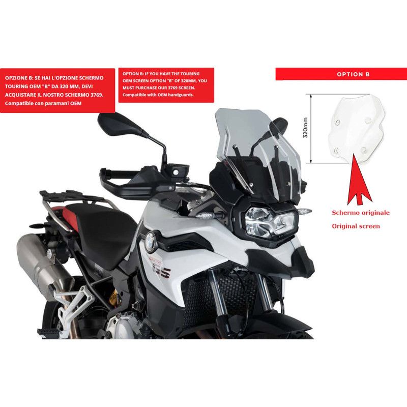 Pare-brise Puig Touring pour BMW F850 GS Adventure 19-23, fume clair, modele Cup Touring OEM