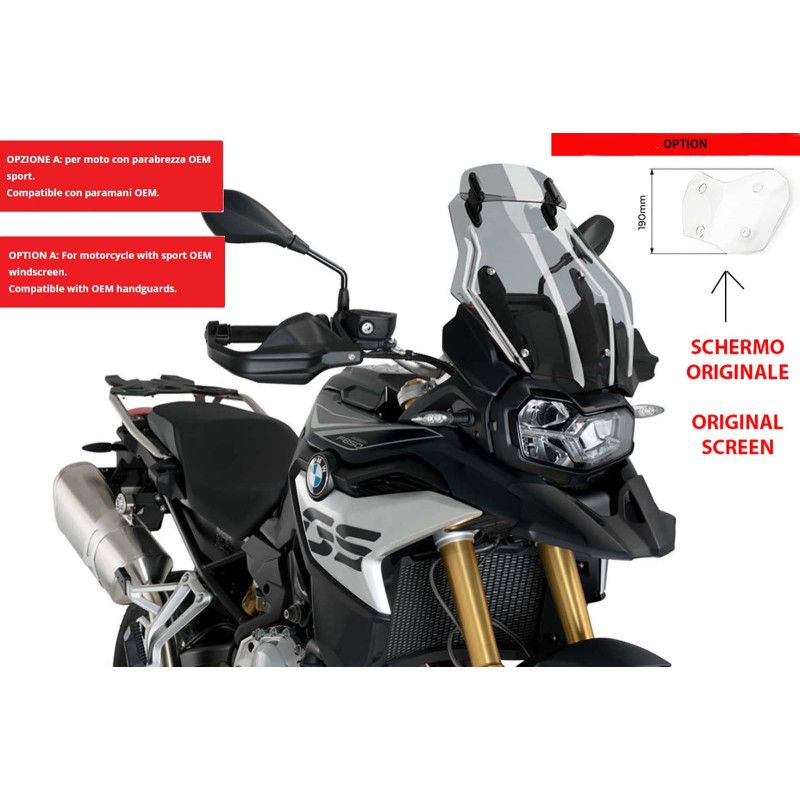 puig cupolino touring visor for bmw f850 gs 18 23 light smoke cup sport oem