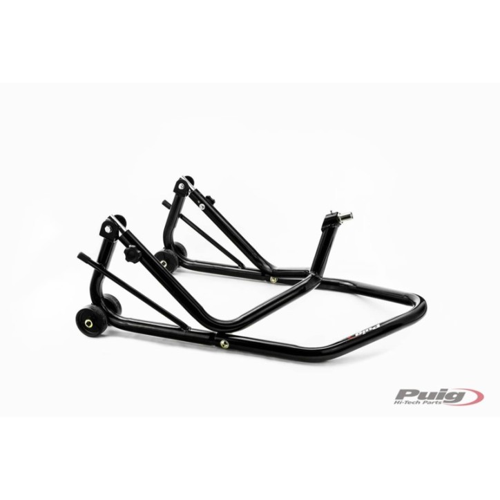 PUIG FRONT STEERING STAND BLACK - Equipped with 4 nylon wheels.