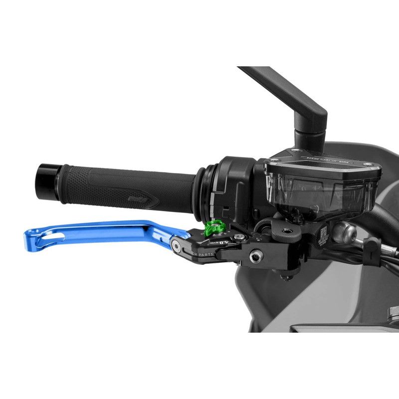 Puig 4.0 folding brake lever blue and green selector