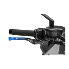 Maneta de freno Puig 4.0 extensible y abatible con cuerpo central negro, extension azul y selector negro