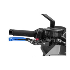 Puig 4.0 brake lever extendable and foldable with black central body, blue extension and red selector