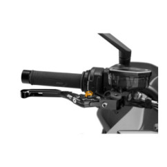 Puig 4.0 brake lever extendable and foldable with black central body black extension and gold selector