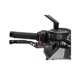 Maneta de freno Puig 4.0 extensible y abatible con cuerpo central negro extension negra y selector rojo