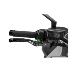Maneta de freno Puig 4.0 extensible y abatible con cuerpo central negro, extension negra y selector verde