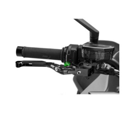 Puig 4.0 brake lever extendable and foldable with black central body, black extension and green selector