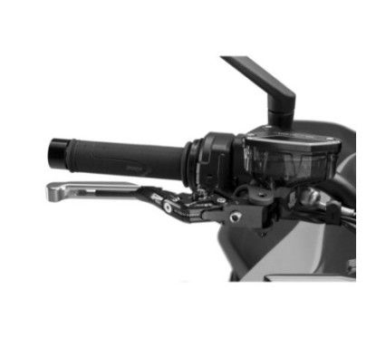 Maneta de freno Puig 4.0 extensible y abatible con cuerpo central negro, extension plata y selector negro