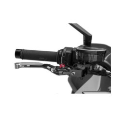 Puig 4.0 brake lever extendable and foldable with black central body, silver extension and red selector