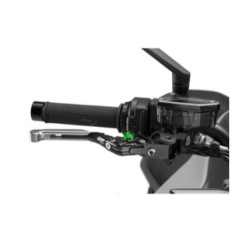 Puig 4.0 brake lever extendable and foldable with black central body, silver extension and green selector